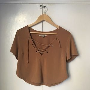 Express One Eleven Lace-Up Top
